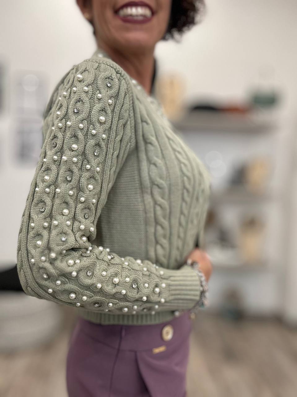 Cardigan perle